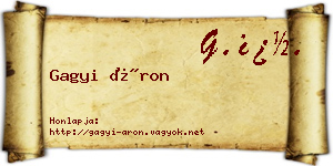 Gagyi Áron névjegykártya